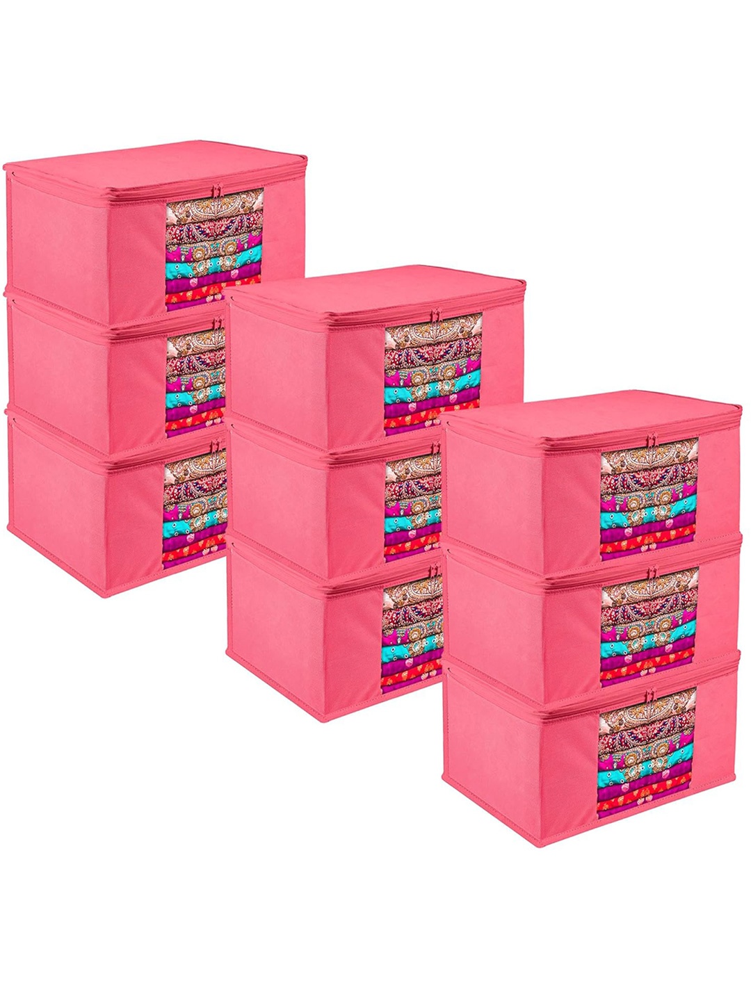 

Kuber Industries Pink 9 Pieces Storage Bag Organiser