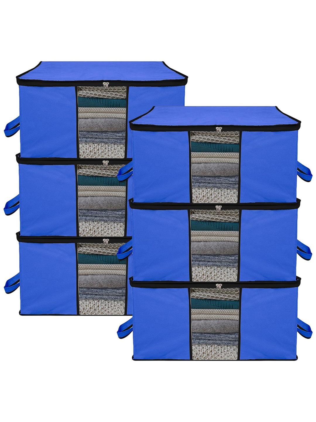

Kuber Industries Blue & Black 6 Pieces Storage Bag Organiser