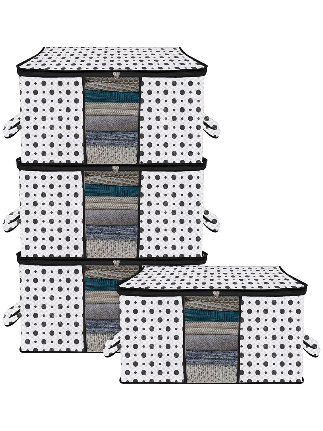 

Kuber Industries Black & White 4 Pieces Printed Storage Bag Organiser