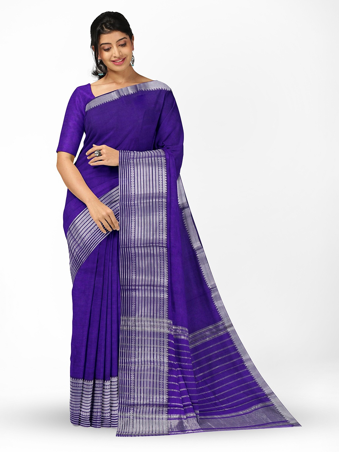 

APCO Zari Pure Cotton Saree, Violet
