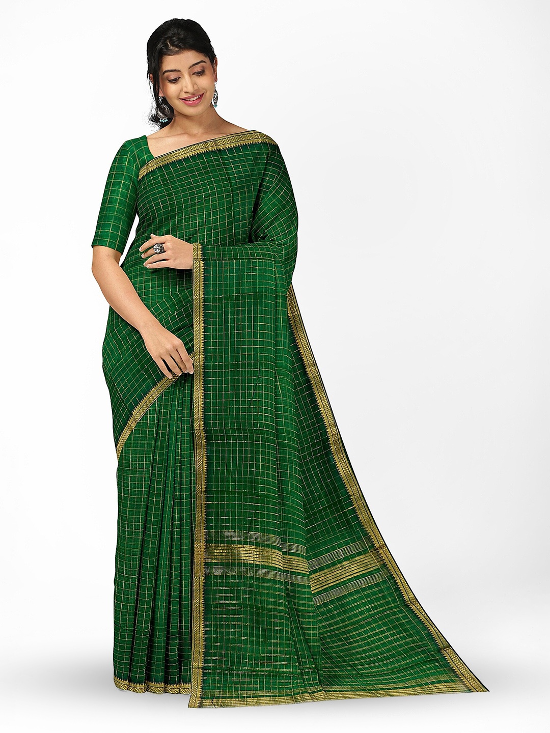 

APCO Woven Design Pure Cotton Handloom Saree, Green