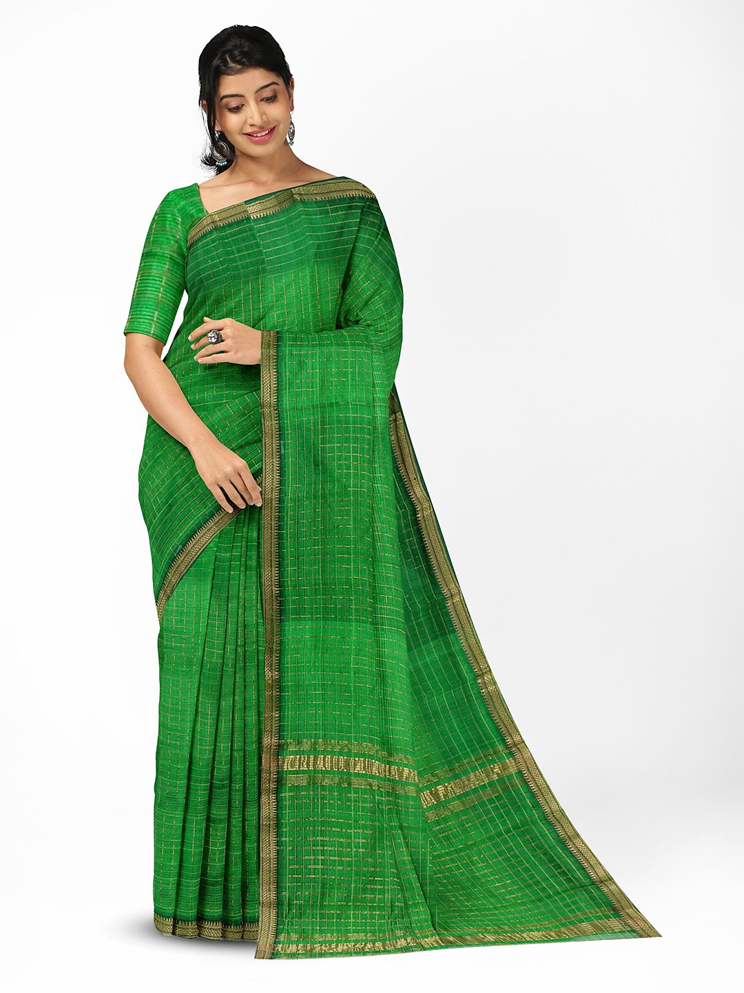 

APCO Pure Cotton Saree, Green