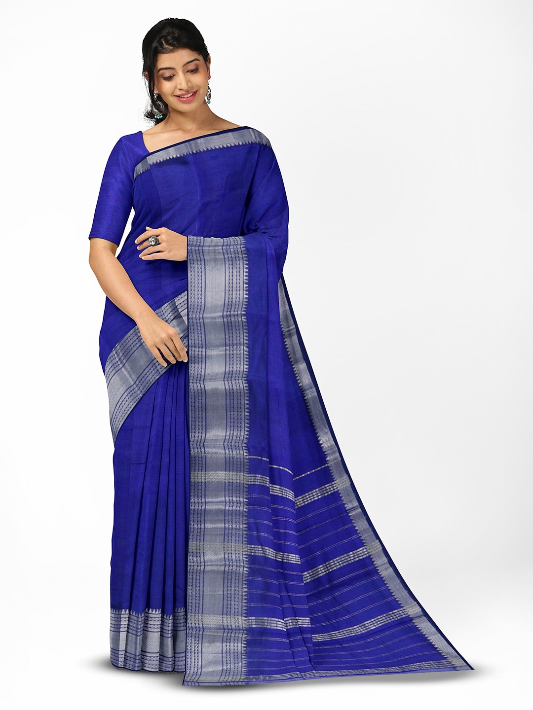 

APCO Pure Cotton Saree With Woven Design Border, Blue