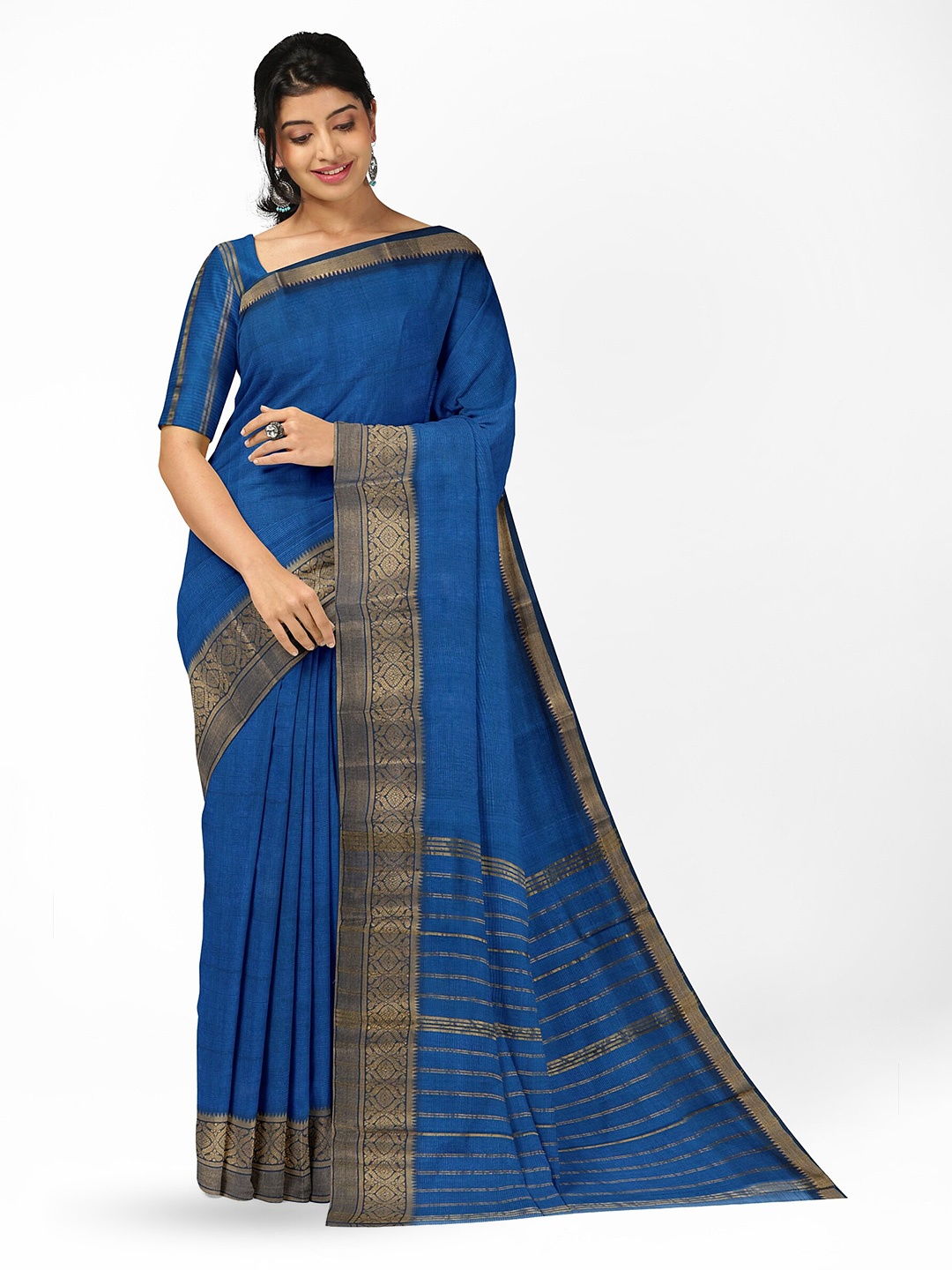 

APCO Woven Design Pure Cotton Handloom Saree, Blue