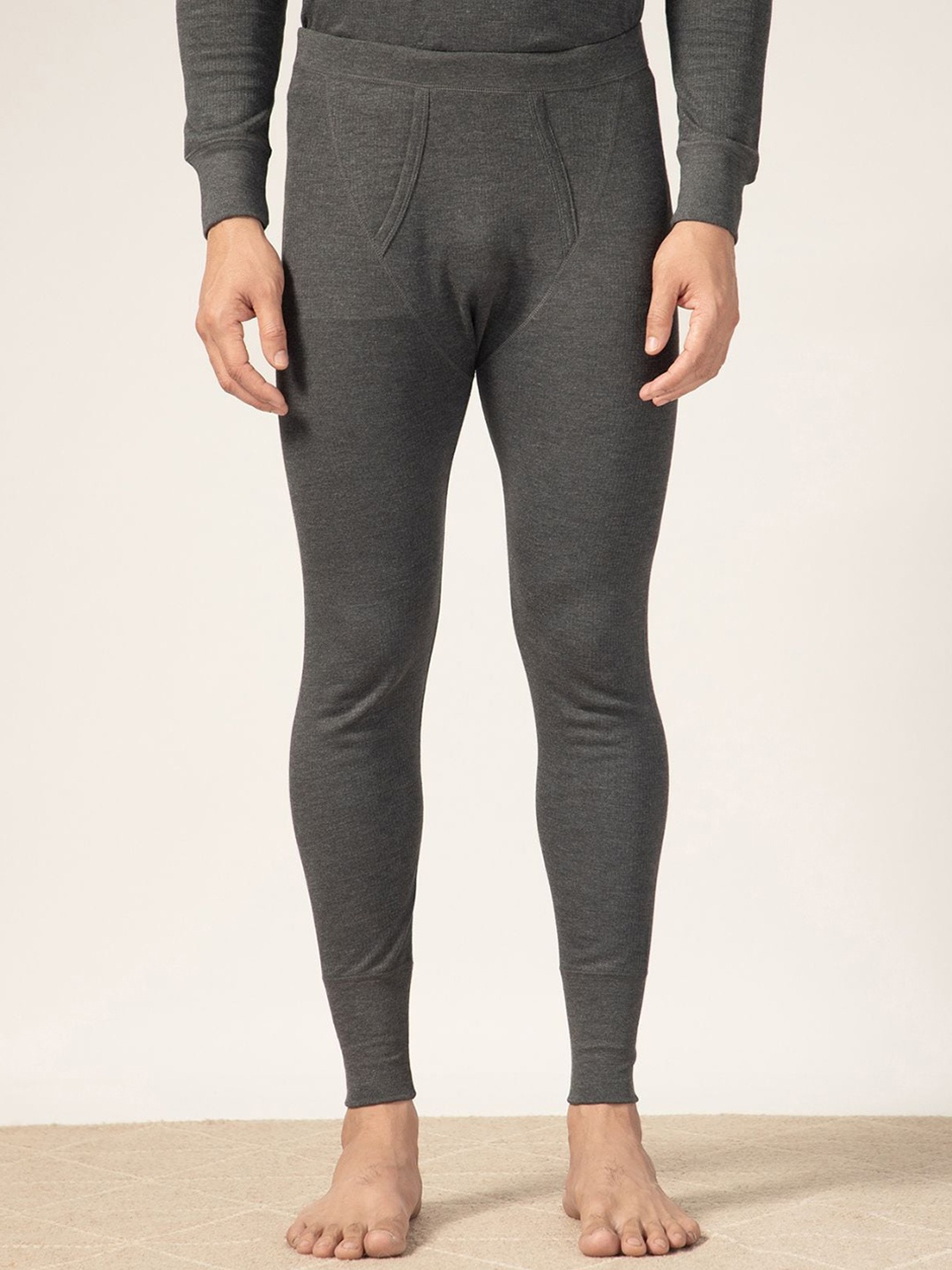 

MODERN CREW Men Mid-Rise Slim-Fit Thermal Bottoms, Grey