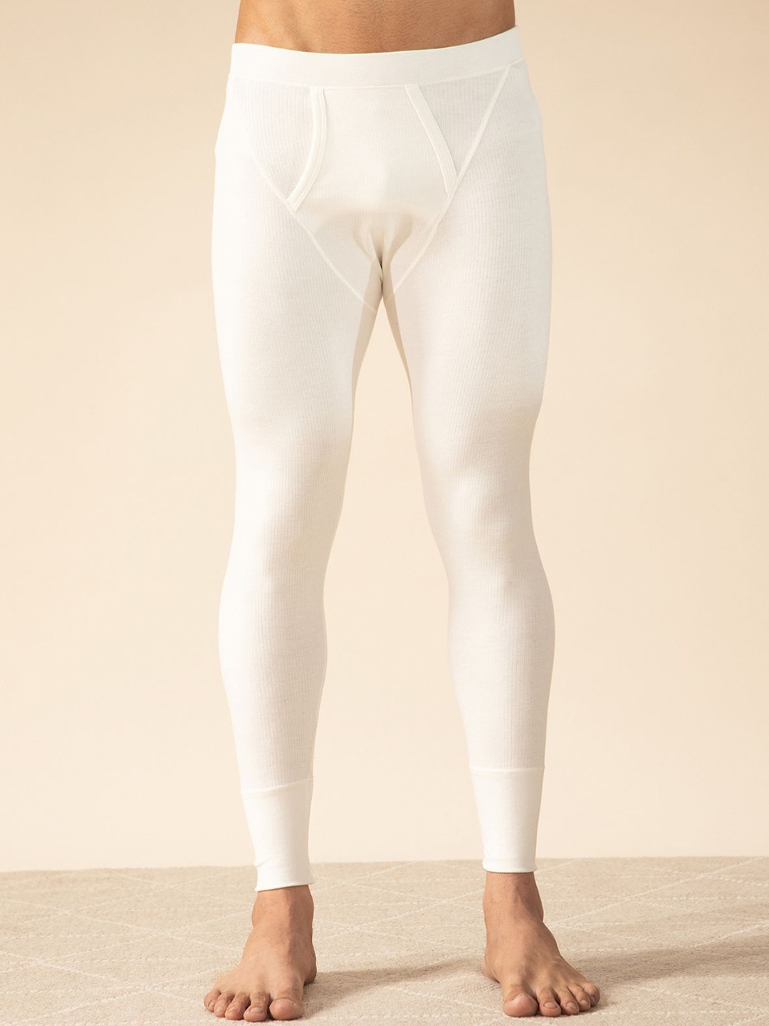 

MODERN CREW Men Mid-Rise Slim-Fit Thermal Bottoms, White