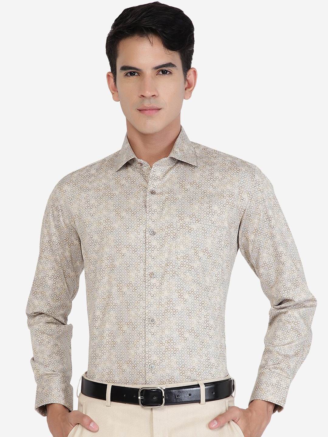 

Greenfibre Slim Fit Abstract Printed Formal Shirt, Grey
