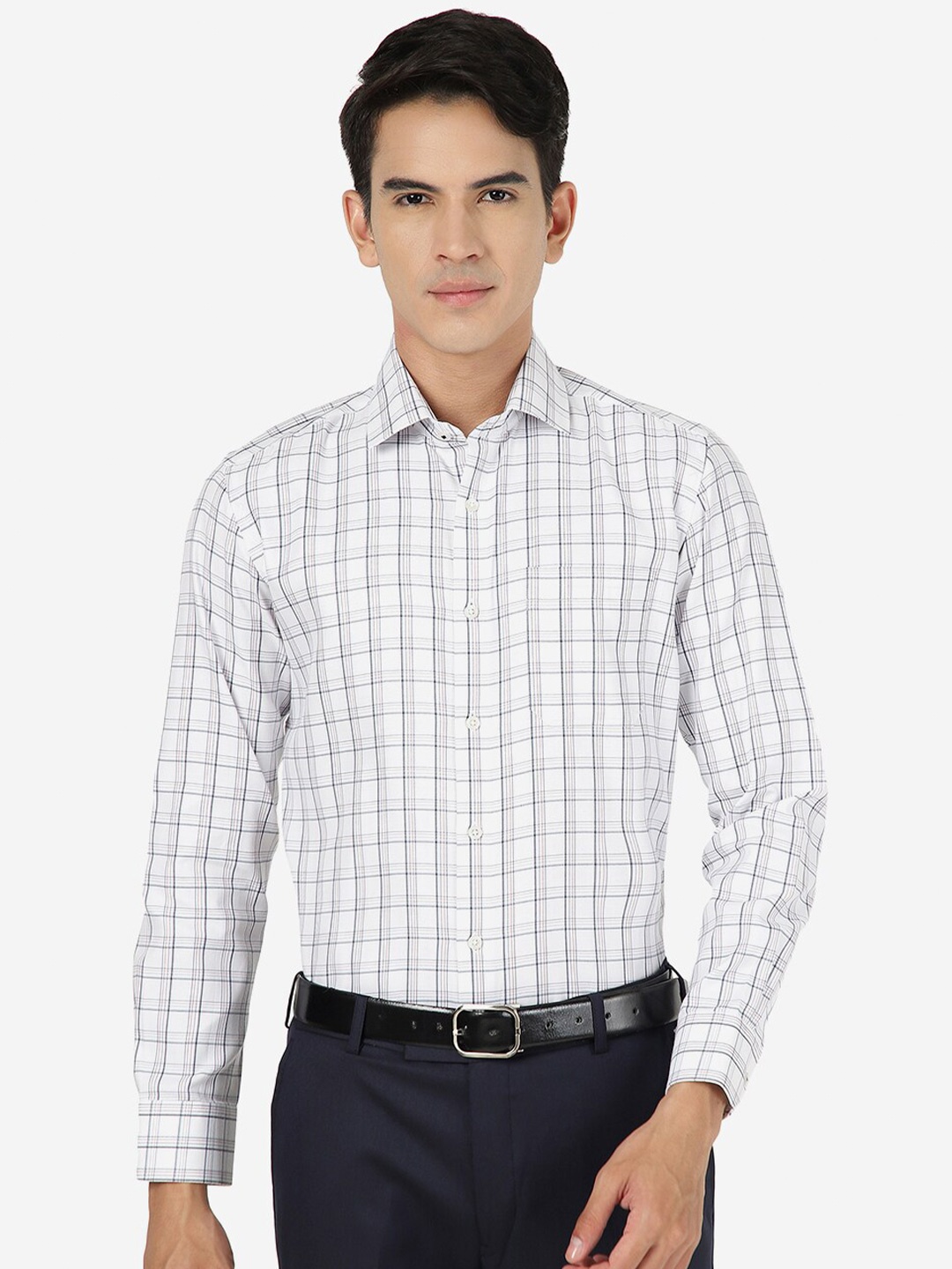 

Greenfibre Checked Slim Fit Formal Shirt, White