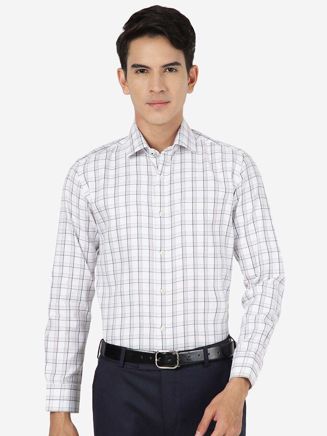 

Greenfibre Checked Slim Fit Formal Shirt, White