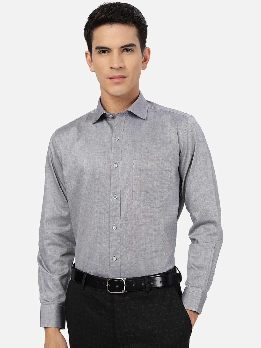 

Greenfibre Slim Fit Spread Collar Formal Shirt, Grey