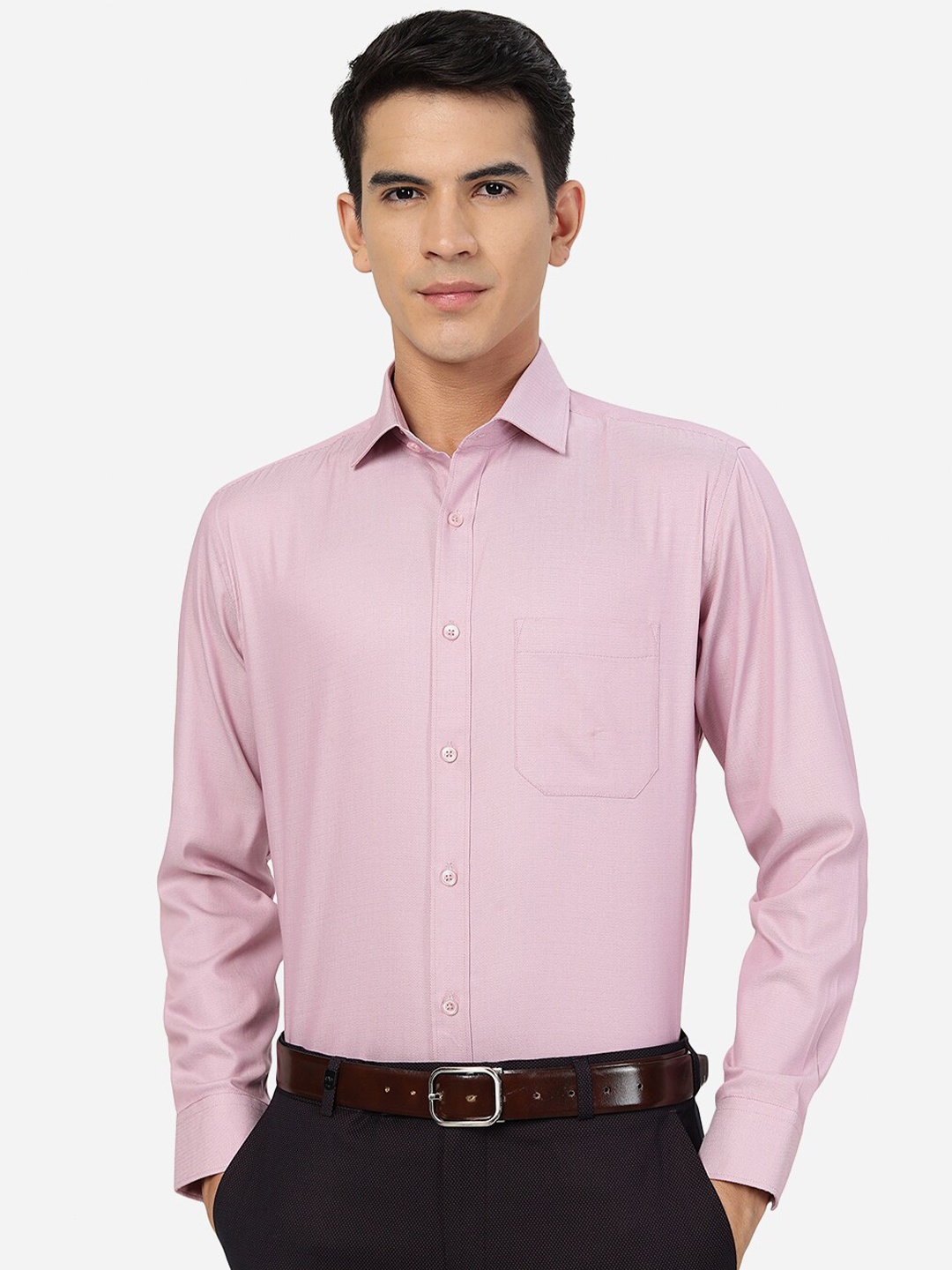 

Greenfibre Spread Collar Slim Fit Formal Shirt, Pink