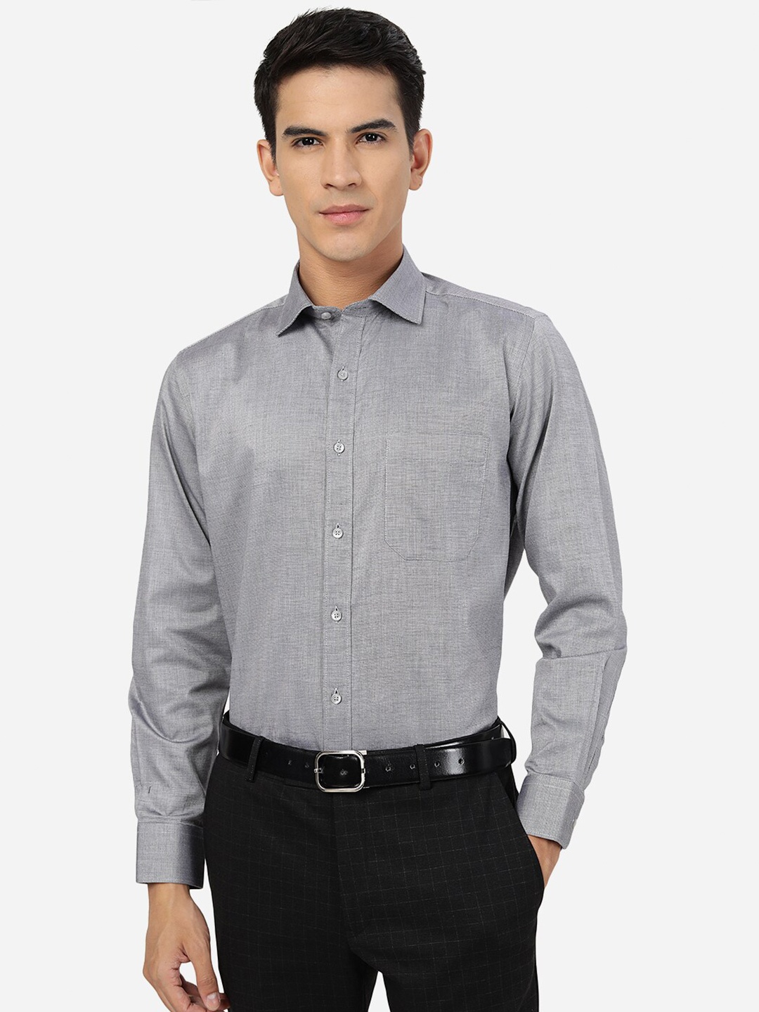 

Greenfibre Slim Fit Spread Collar Formal Shirt, Grey