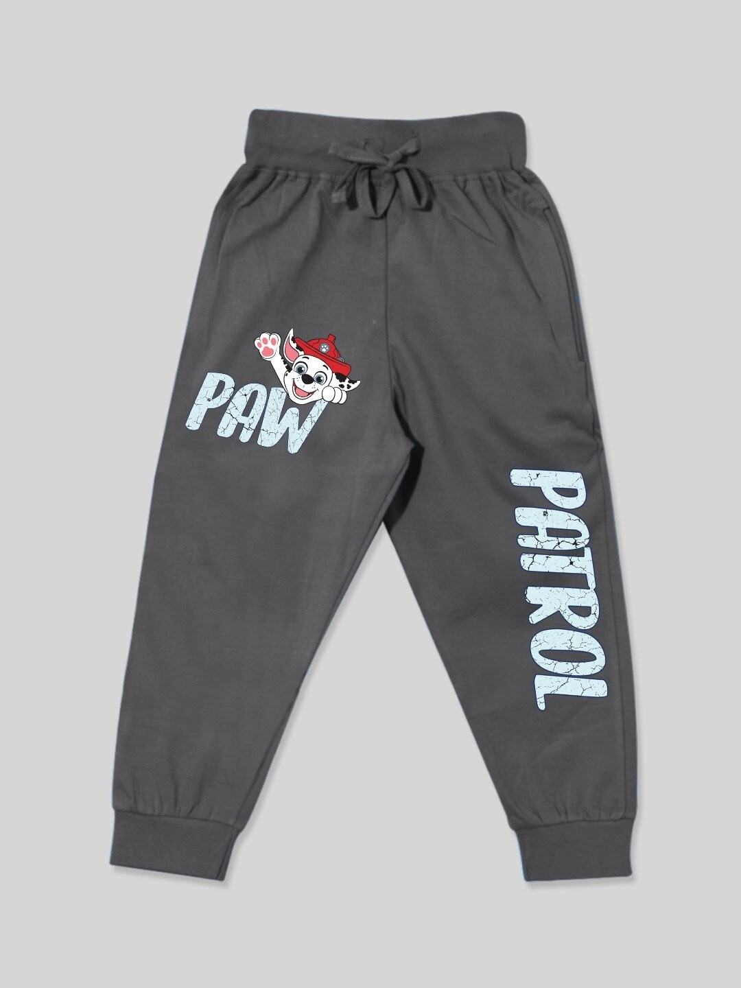 

Minute Mirth Boys Paw Petrol Printed Cotton Joggers, Charcoal