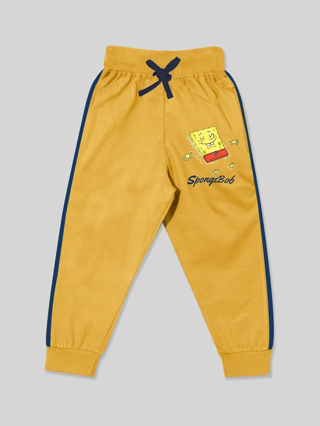 

Minute Mirth Boys Sponge Bob Printed Cotton Joggers, Mustard