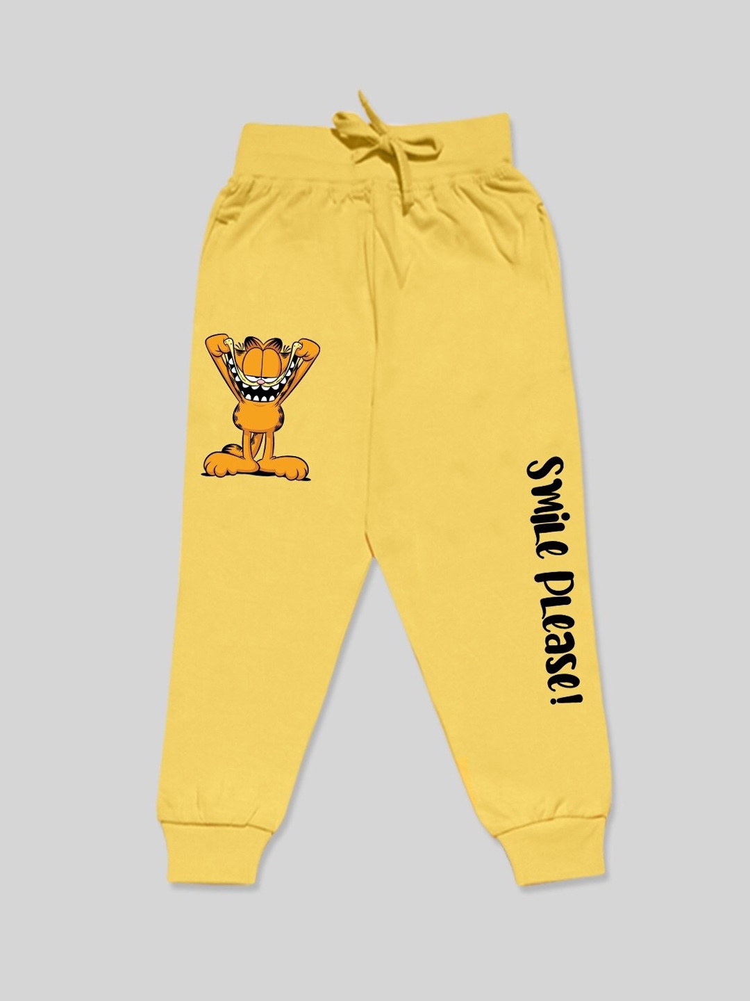 

Minute Mirth Boys Garfield Printed Cotton Mid-Rise Joggers, Yellow