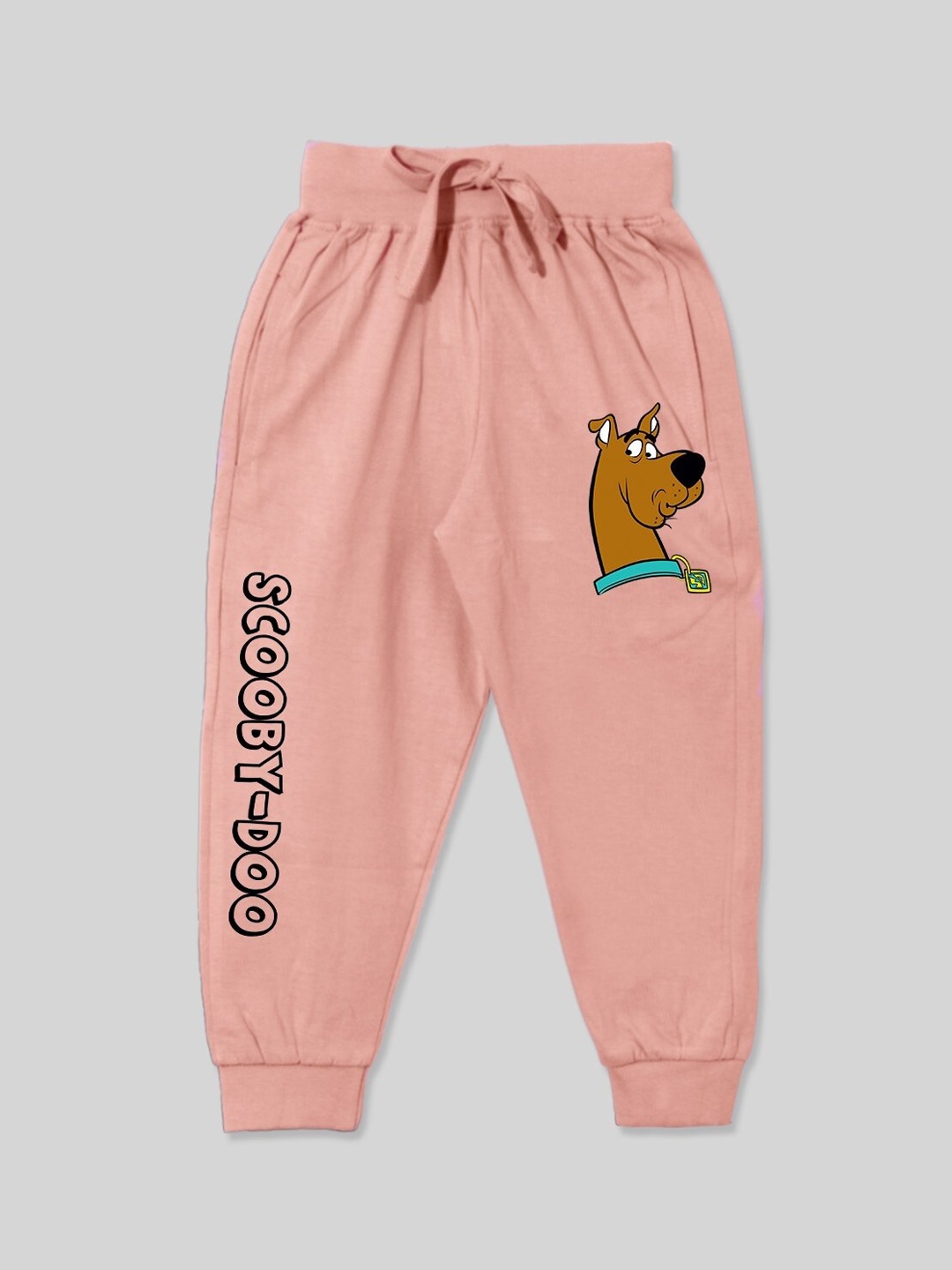 

Minute Mirth Boys Mid-Rise Scooby-Doo Printed Cotton Joggers, Peach