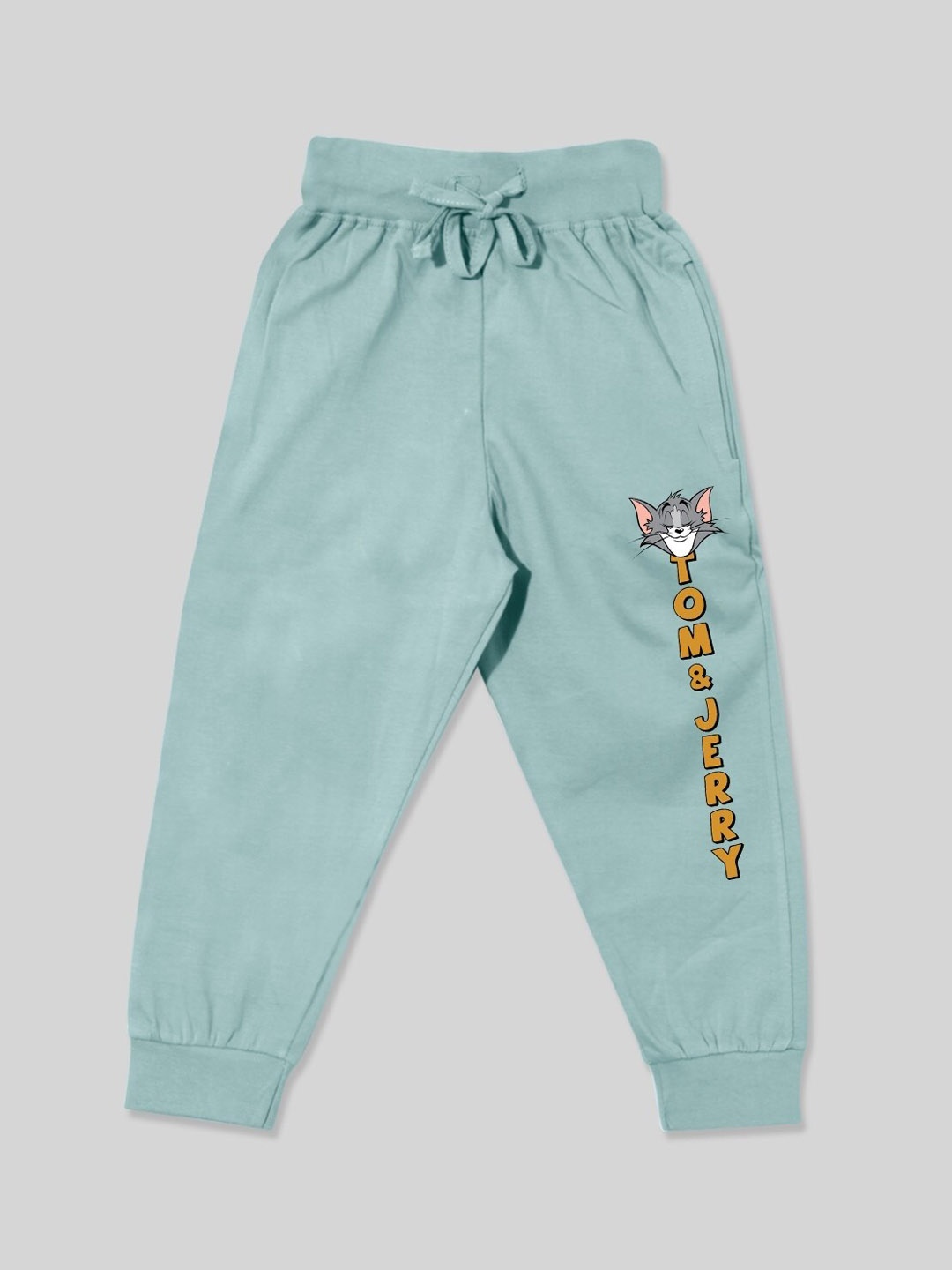 

Minute Mirth Boys Tom & jerry Graphic Printed Cotton Joggers, Sea green