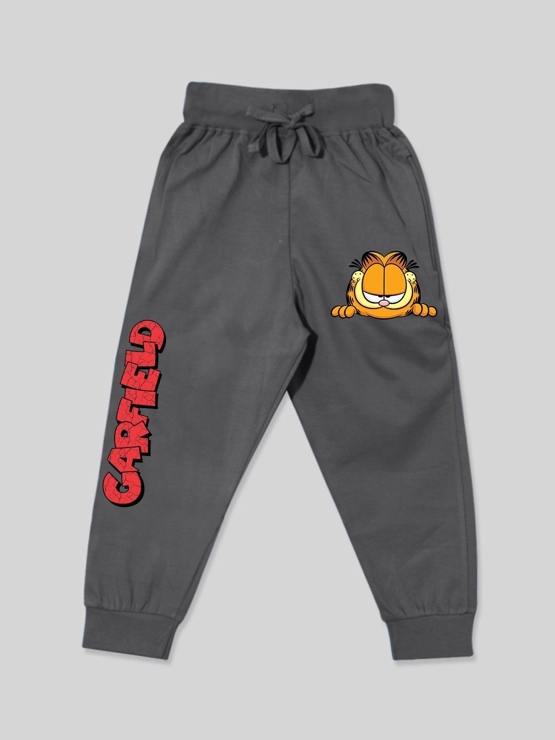 

Minute Mirth Boys Garfield Printed Cotton Joggers, Charcoal