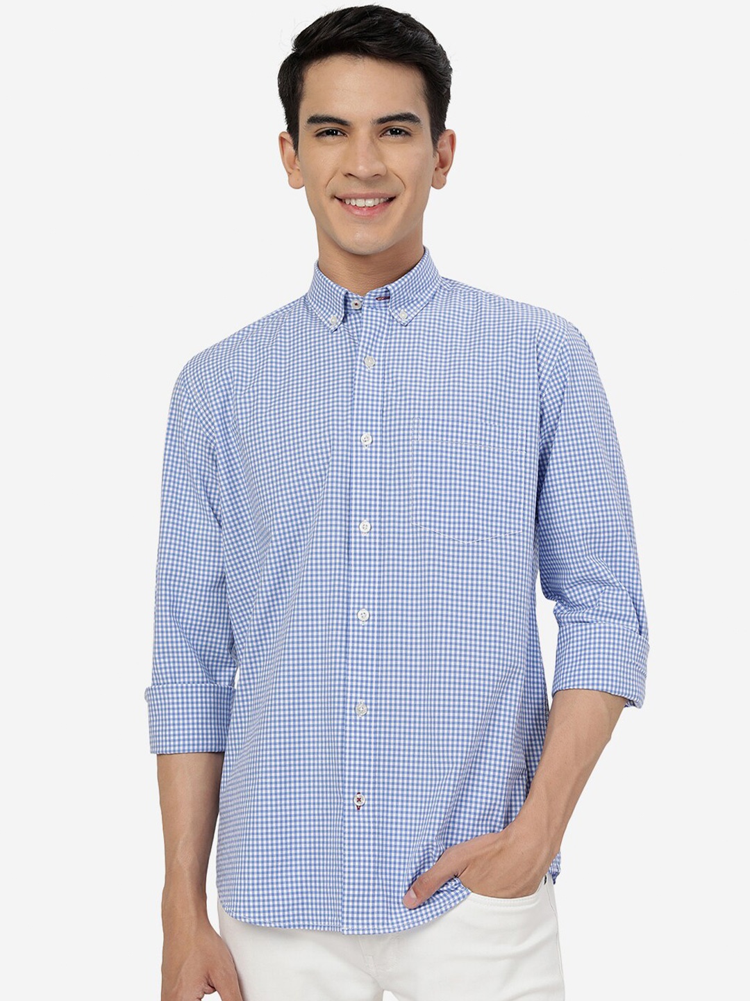 

JADE BLUE Slim Fit Micro Checked Casual Shirt