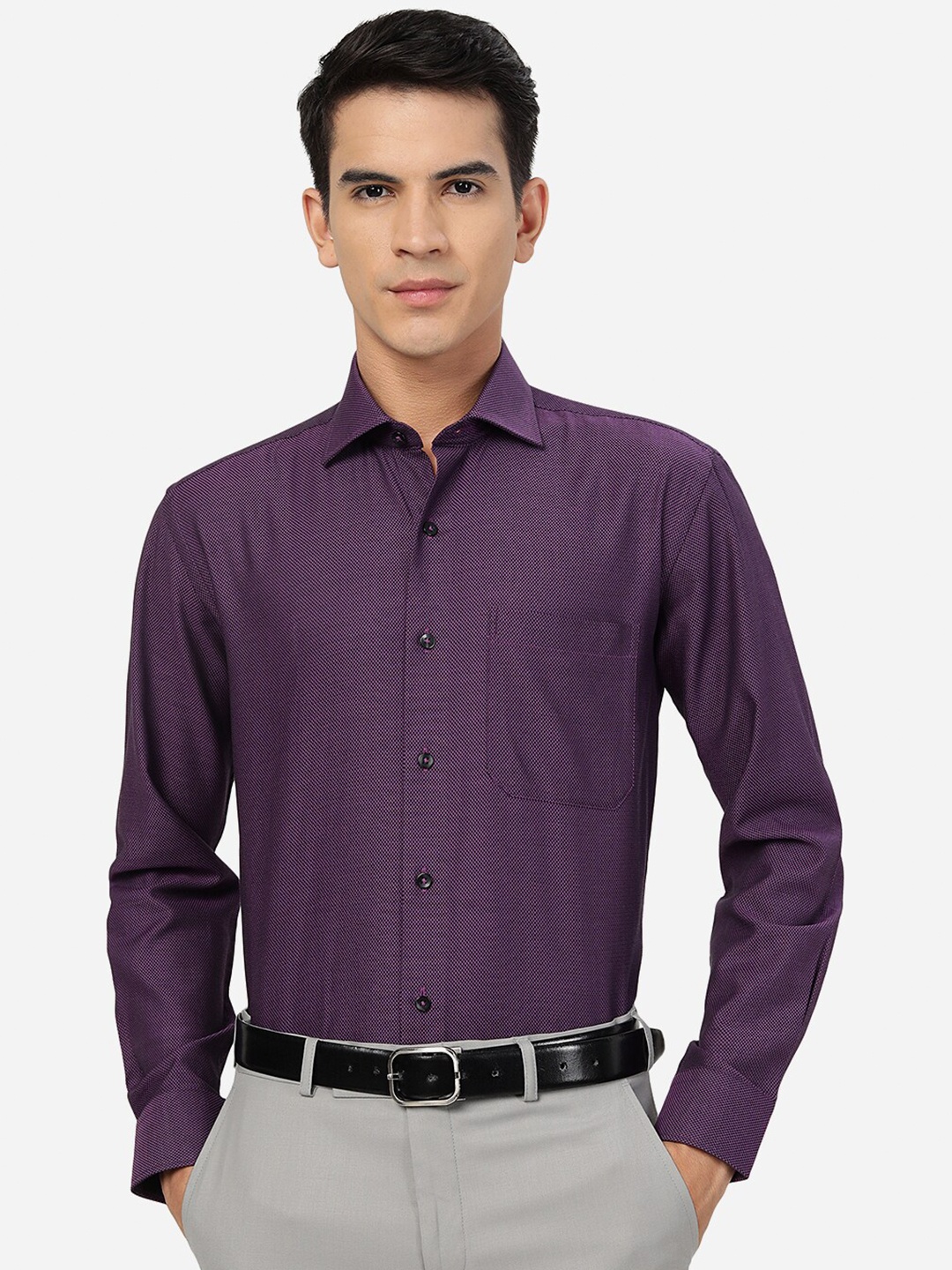 

METAL Slim Fit Pure Cotton Formal Shirt, Purple