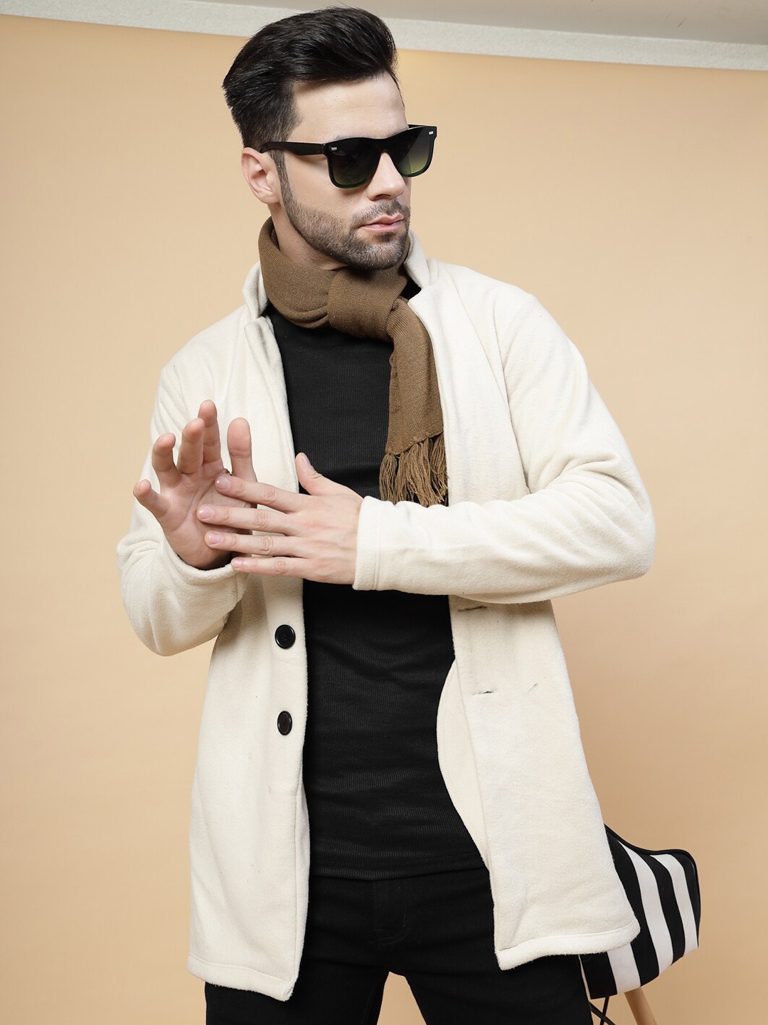 

Rigo Notched Lapel Overcoat, Beige