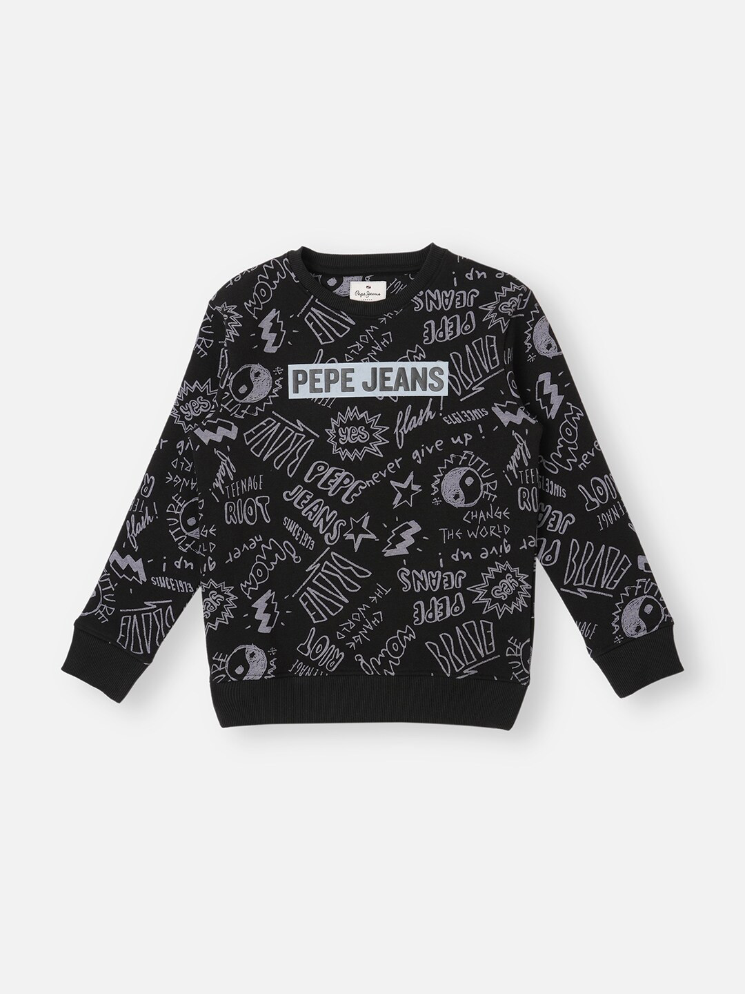

Pepe Jeans Boys Typography Printed Pullover Sweatshirt, Black