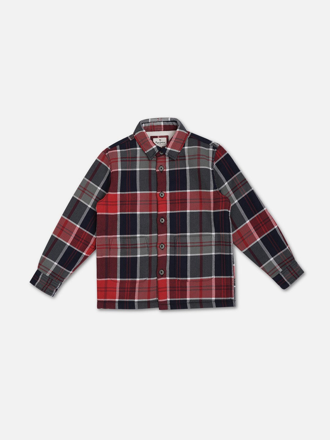 

Pepe Jeans Boys Tartan Checks Spread Collar Long Sleeve Cotton Casual Shirt, Red