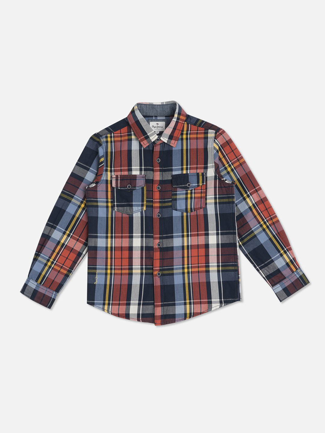 

Pepe Jeans Boys Tartan Checks Spread Collar Long Sleeve Cotton Casual Shirt, Red