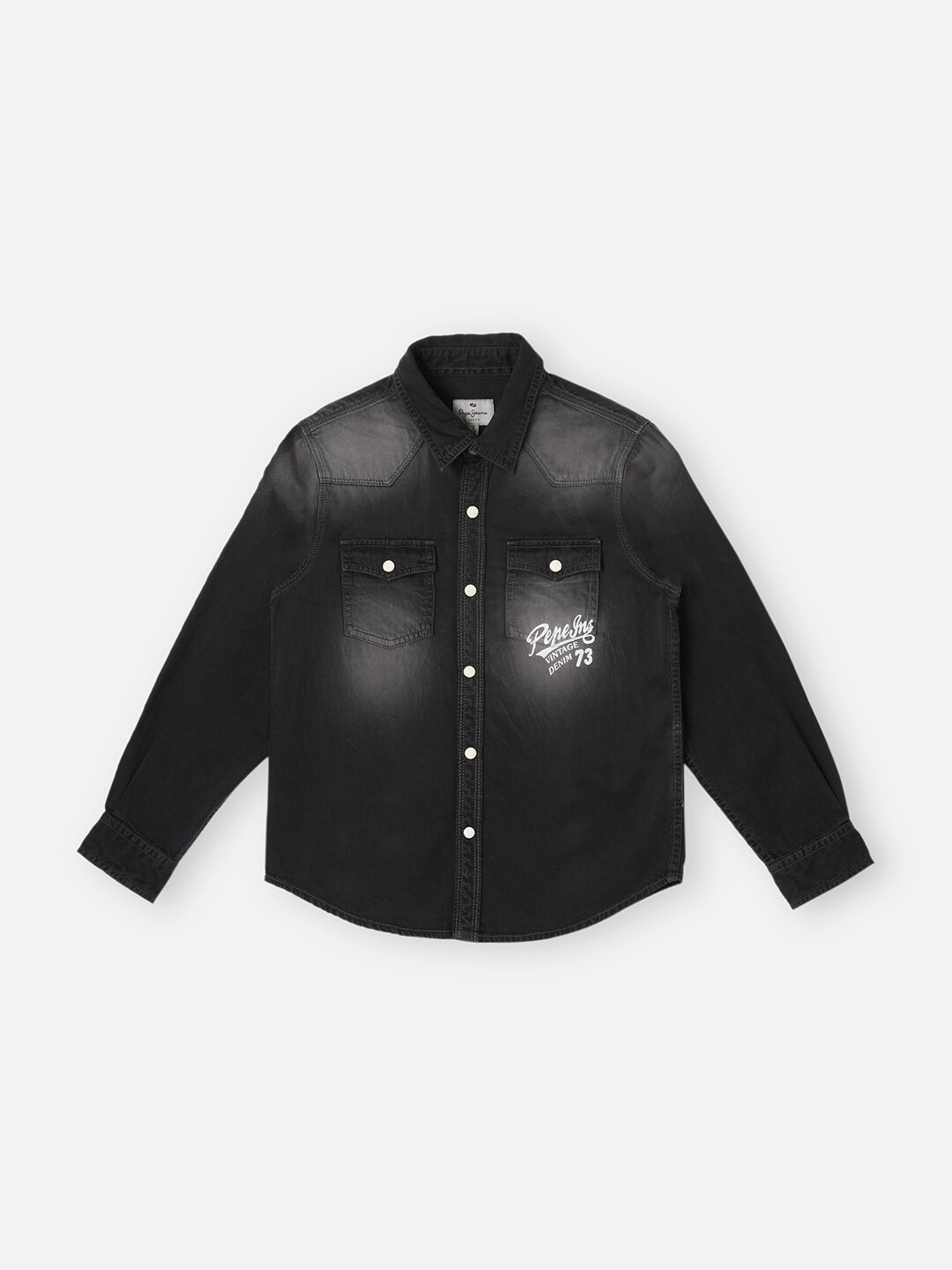 

Pepe Jeans Boys Faded Spread Collar Casual Shirt, Black