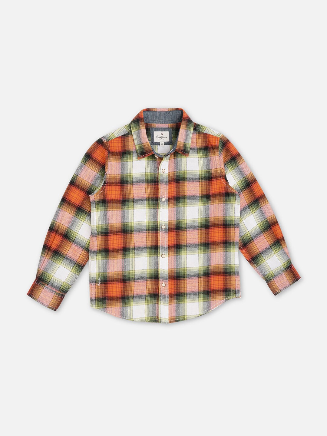 

Pepe Jeans Boys Tartan Checked Pure Cotton Casual Shirt, Orange
