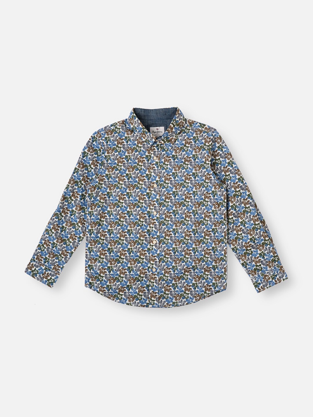 

Pepe Jeans Boys Floral Printed Pure Cotton Casual Shirt, White