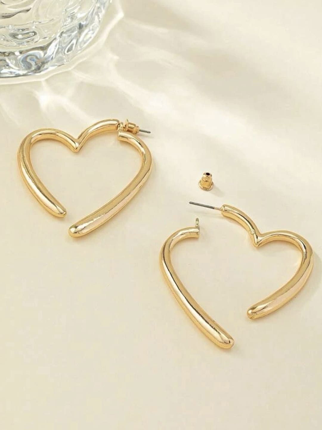 

OOMPH Metal Heart Shaped Hoop Earrings, Gold