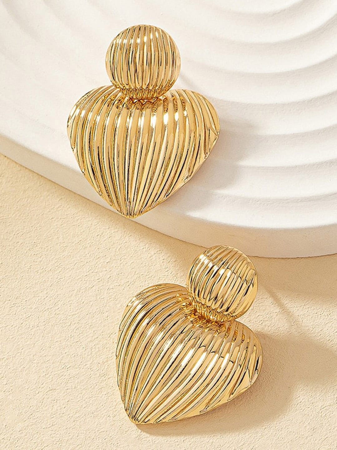 

OOMPH Metal Heart Shaped Drop Earrings, Gold