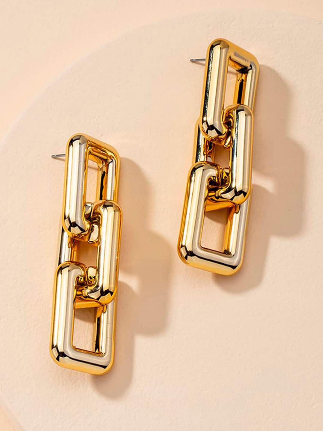 

OOMPH Link Chain Square Drop Earrings, Gold