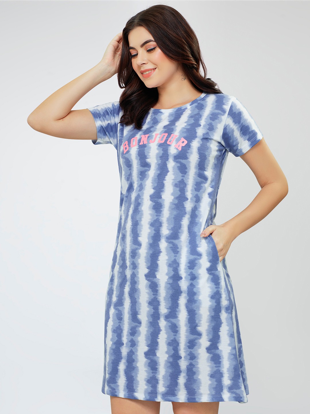 

beebelle Tie and Dye T-shirt Nightdress, Blue