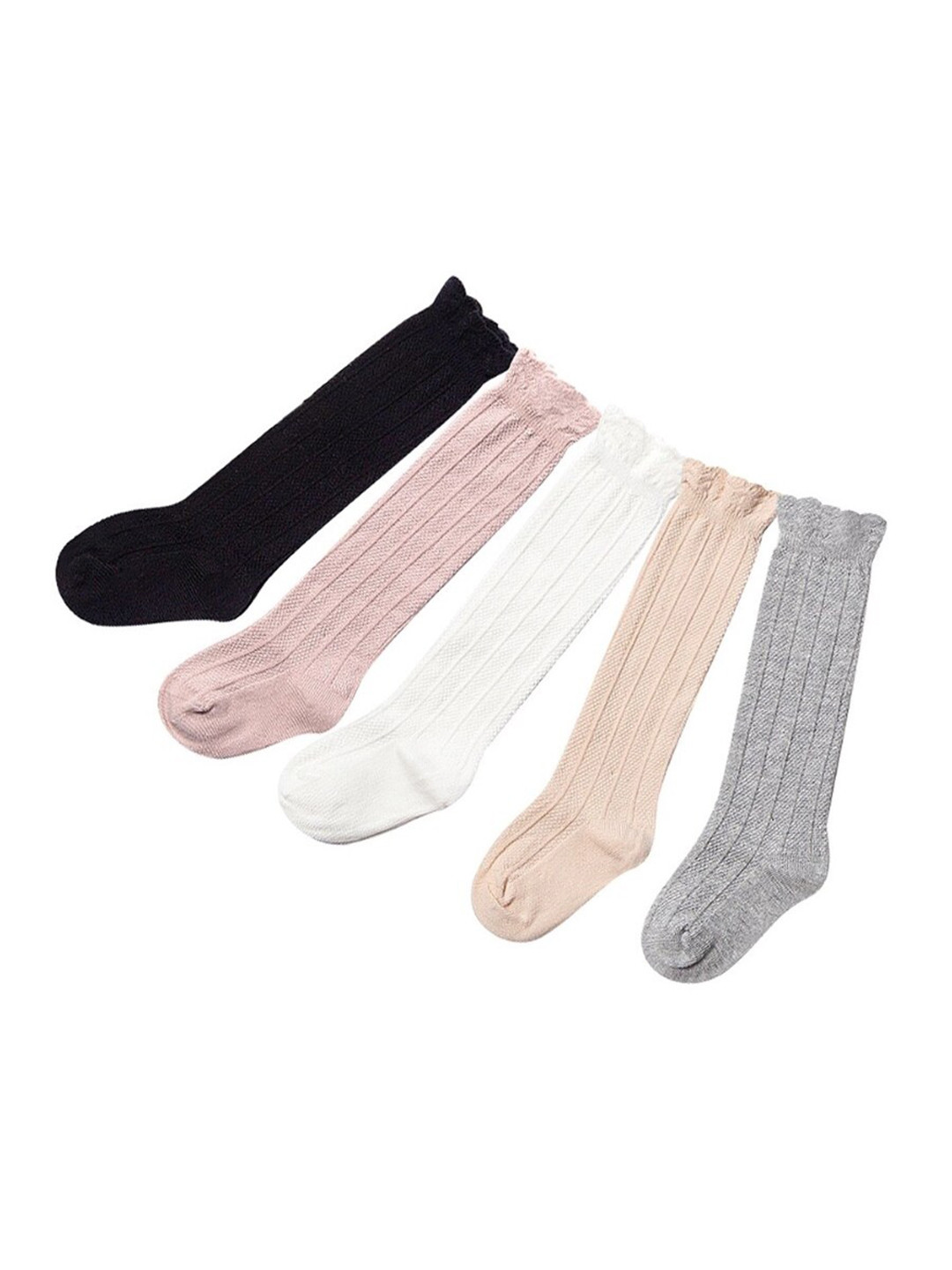

EL REGALO Kids Pack Of 5 Patterned Knee Length Socks, White