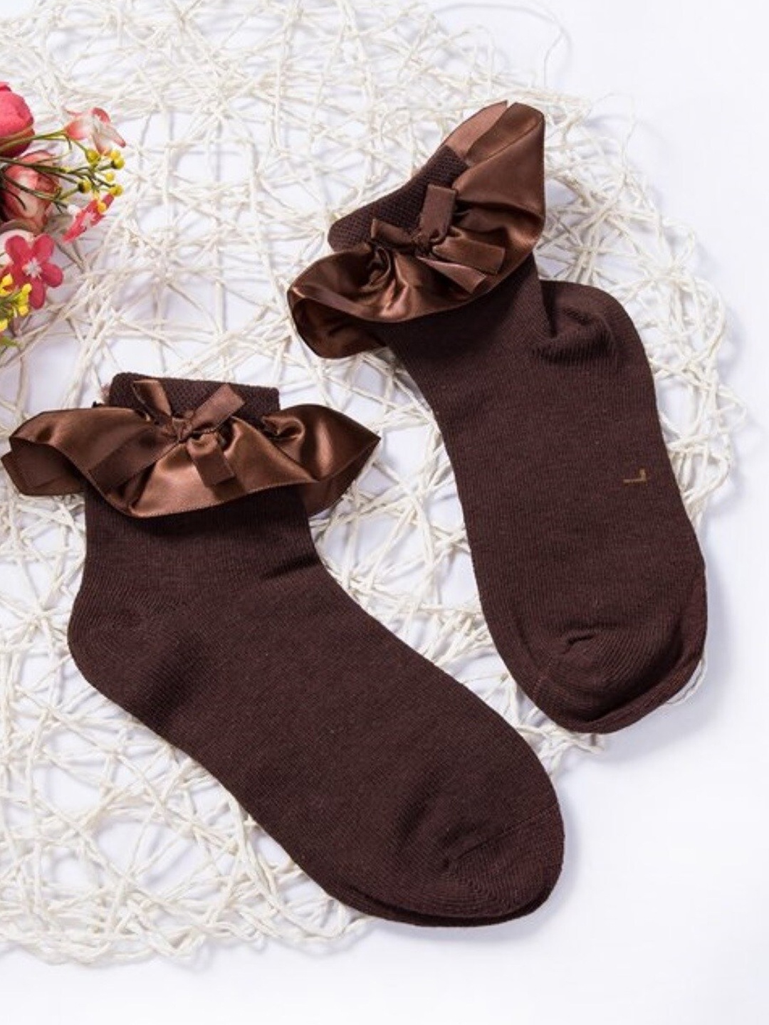 

EL REGALO Girls Patterned Above Ankle Length Socks, Brown
