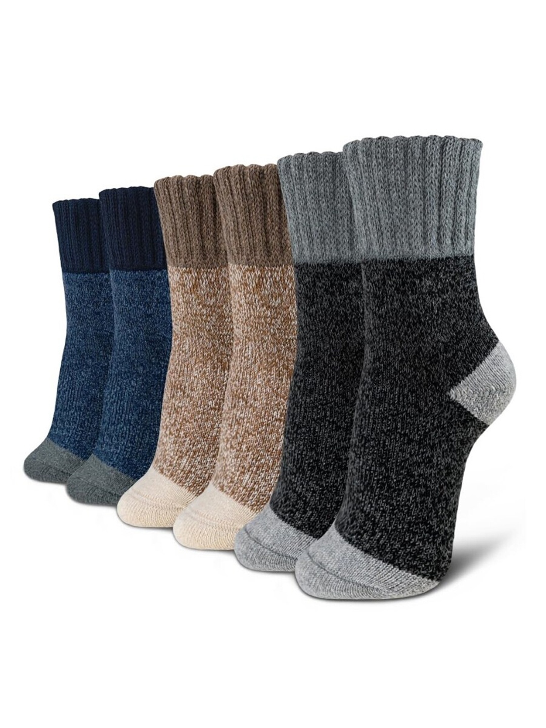 

EL REGALO Pack Of 3 Patterned Cotton Breathable Calf Length Socks, Blue