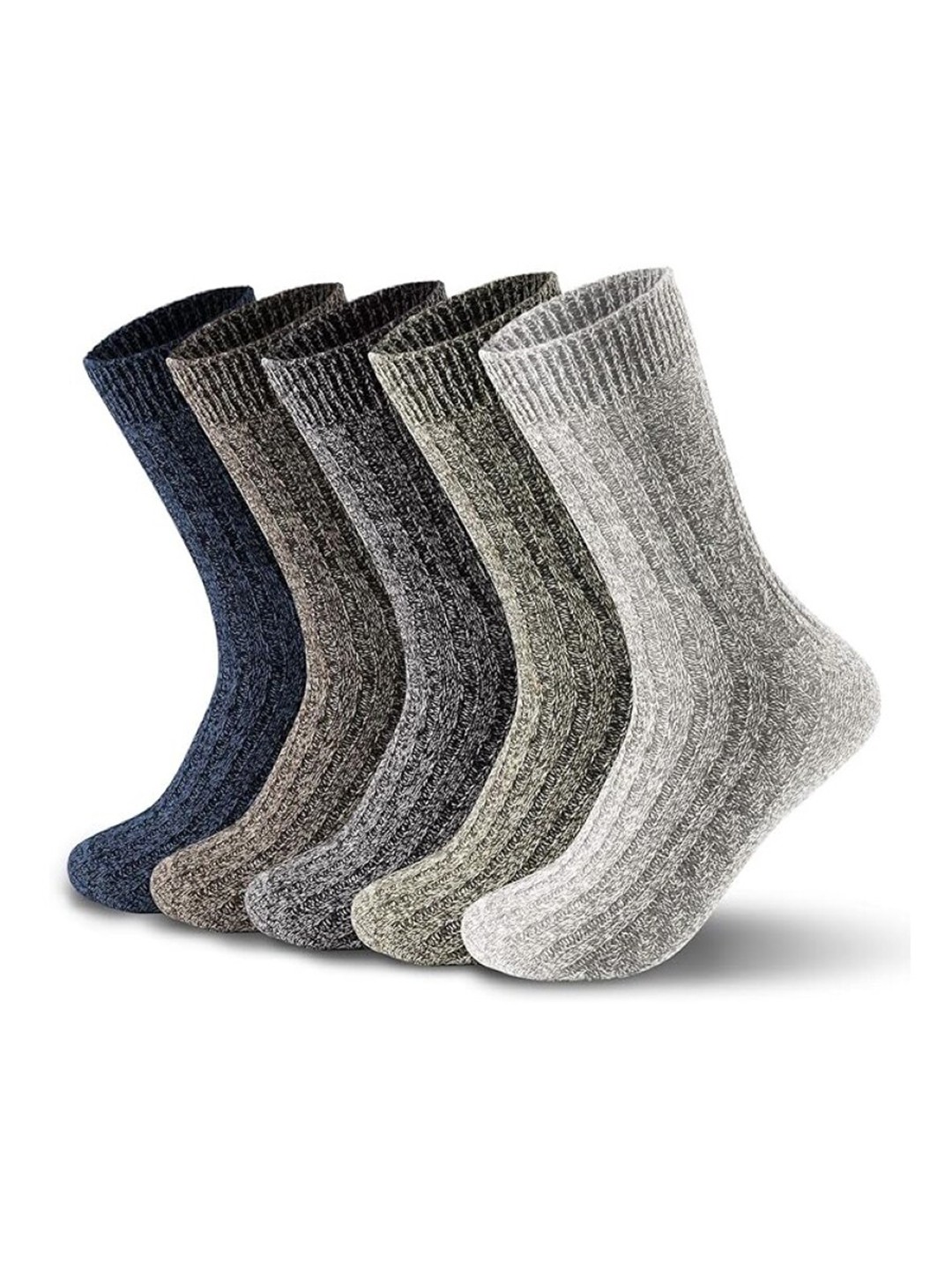 

EL REGALO Pack Of 5 Patterned Cotton Breathable Calf Length Socks, White