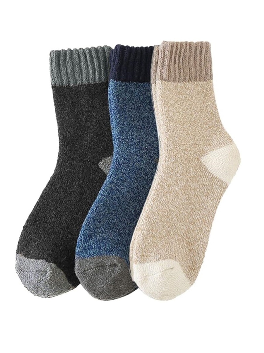 

EL REGALO Pack Of 3 Patterned Calf Length Socks, Black