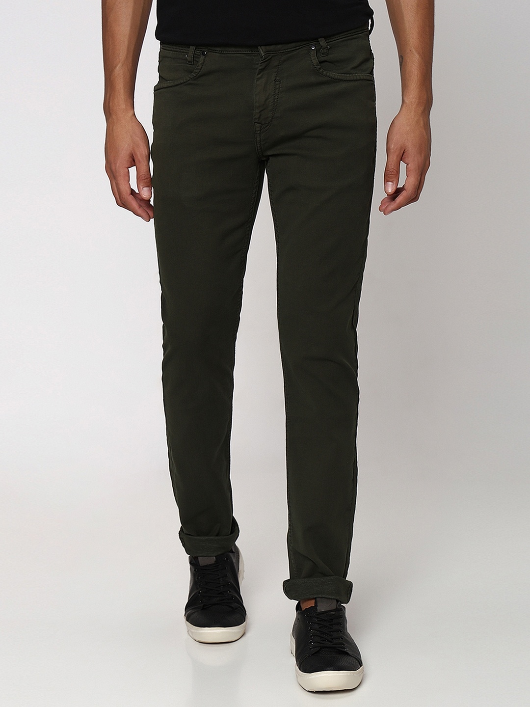 

Mufti Men Slim Fit Mid Rise Trousers, Green