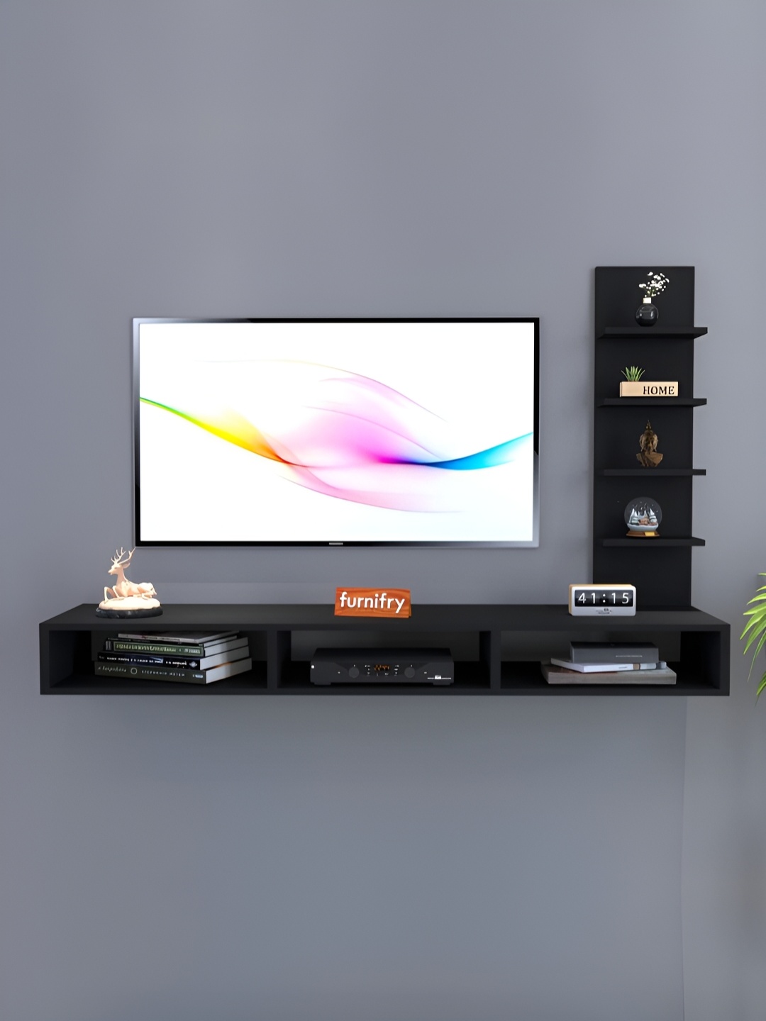 

Furnifry Churu Black Wooden TV Cabinet Unit Rack