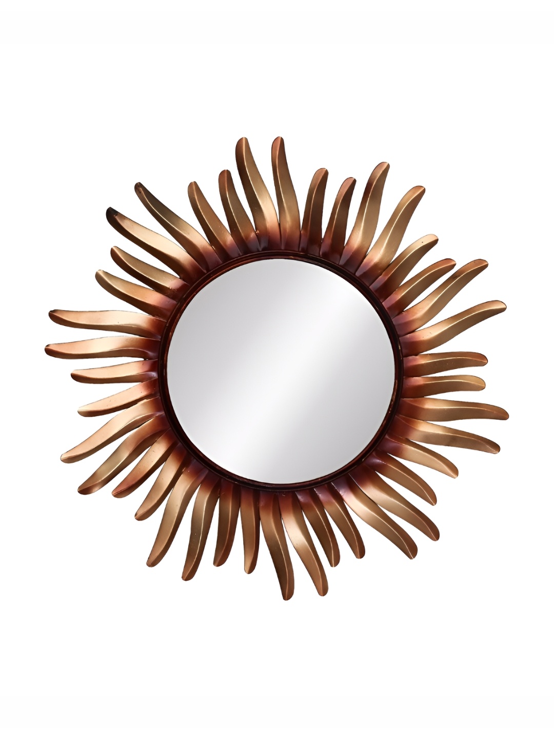

CHRONIKLE Gold Toned Textured Round Decor Wall Mirror