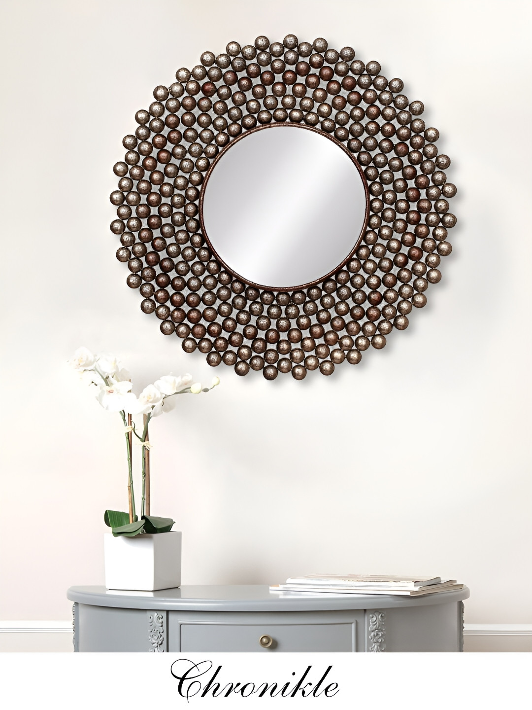

CHRONIKLE Brown Round Decor Wall Mirror