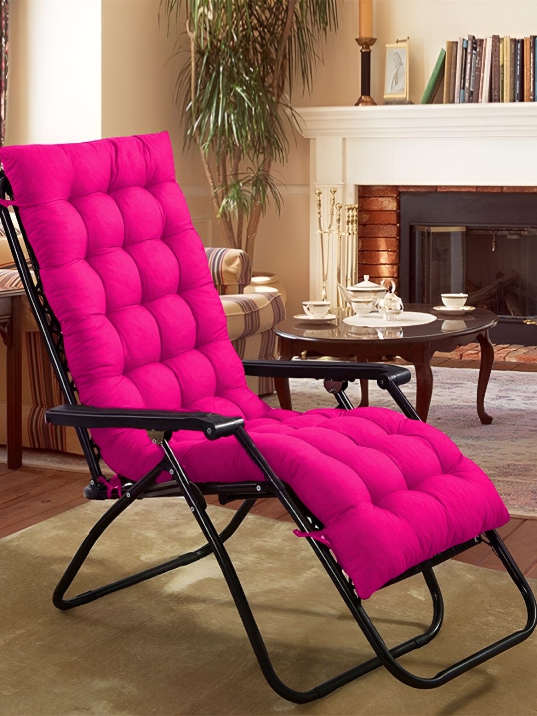 

DADDY COOL Pink Quilted Rectangular Chair Cushion Pad