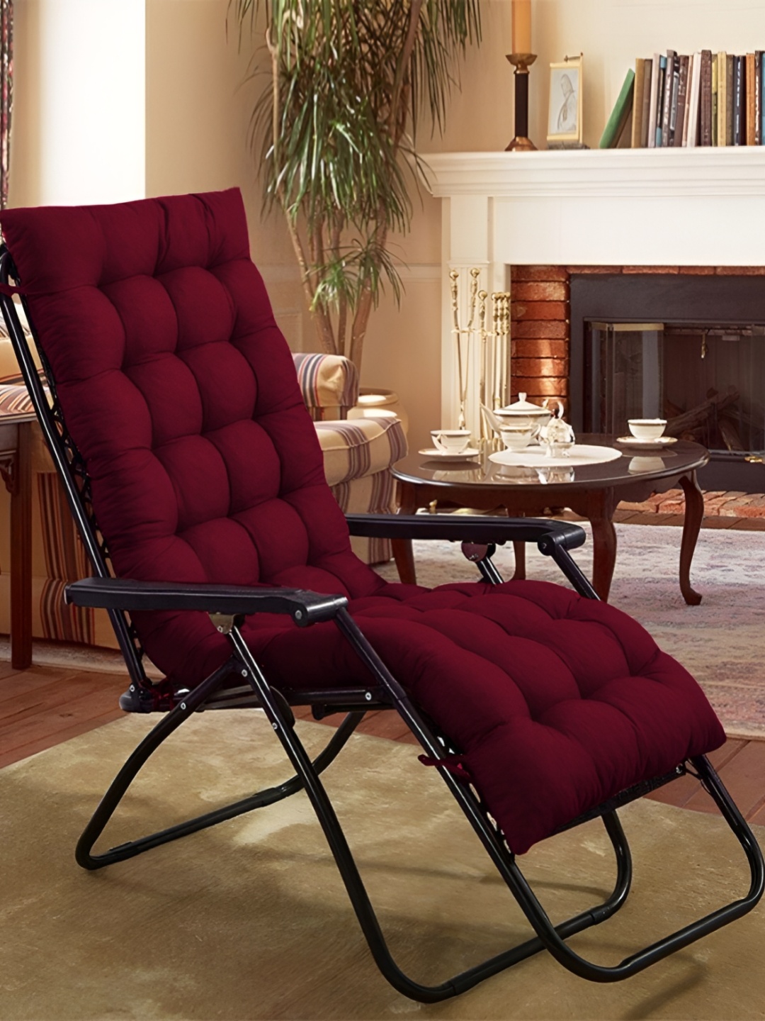 

DADDY COOL Maroon Quilted Rectangular Chair Cushion Pad