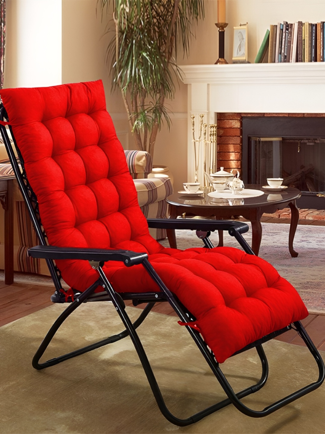 

DADDY COOL Red Quilted Rectangular Chair Cushion Pad