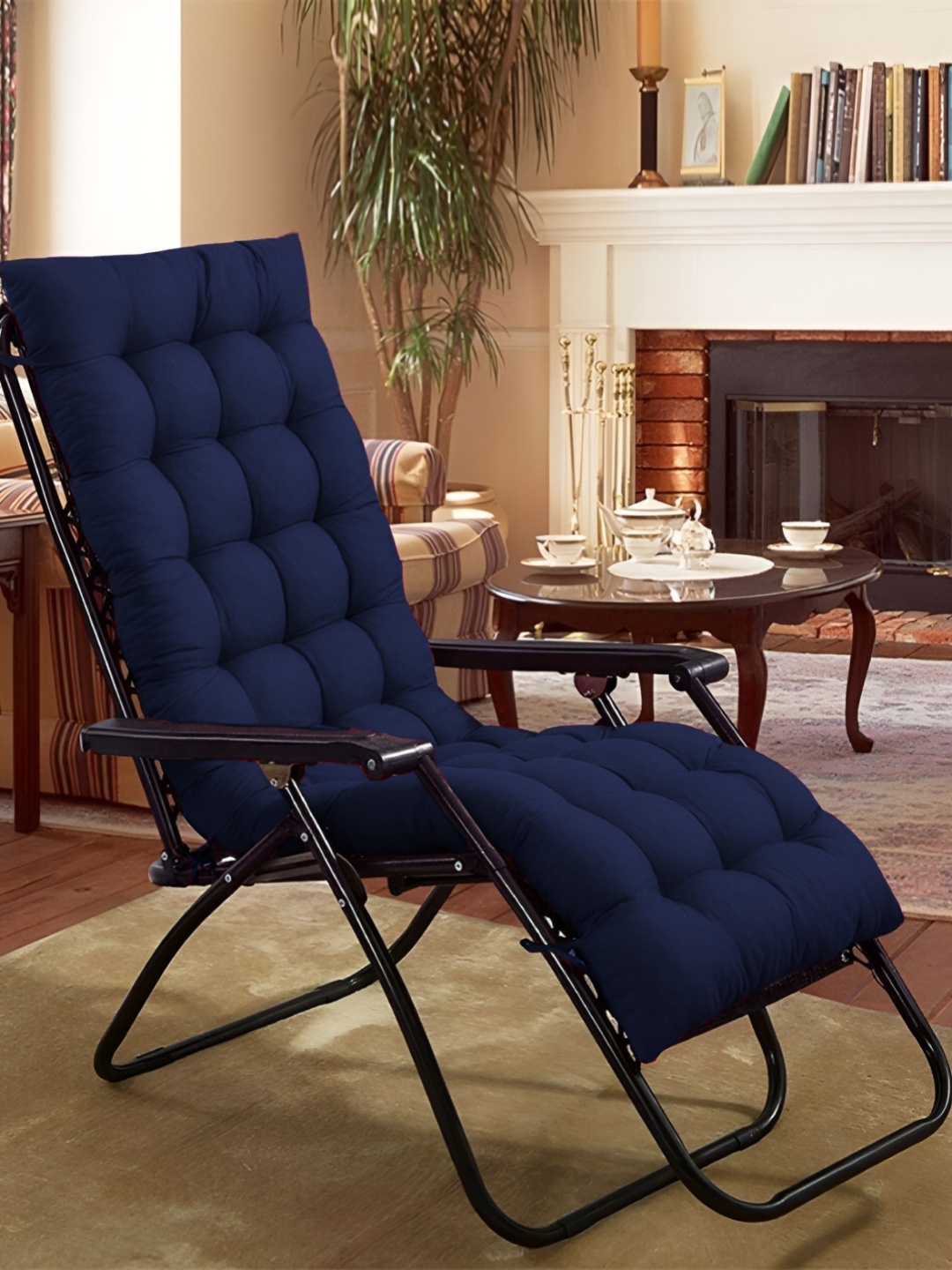 

DADDY COOL Navy Blue Quilted Rectangular Chair Cushion Pad