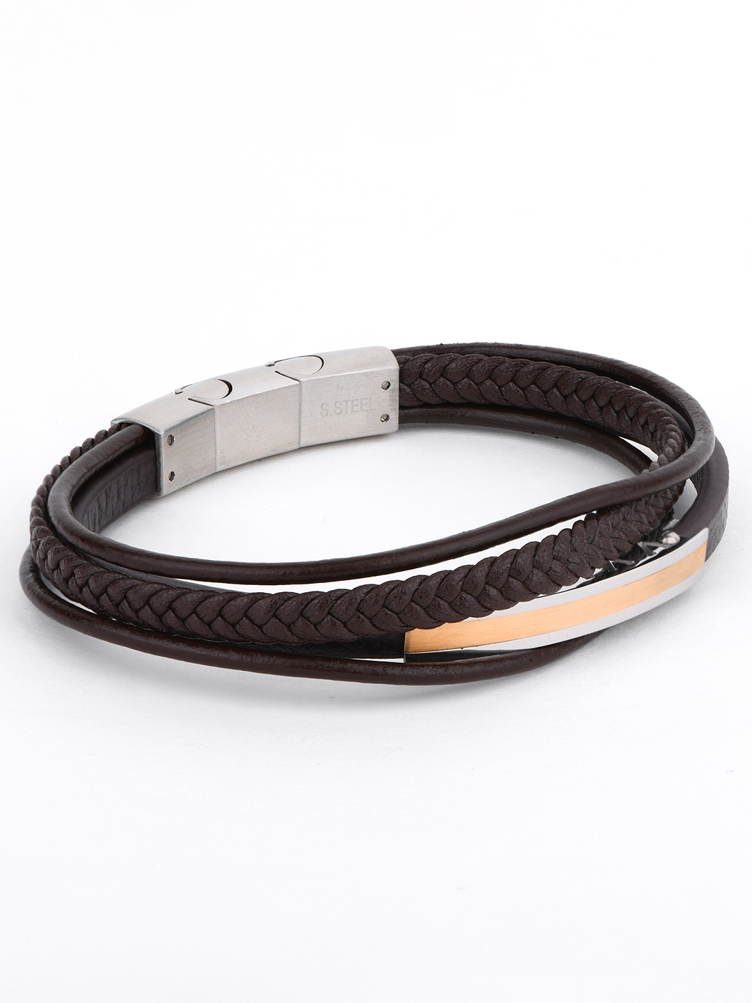 

SANTA BARBARA POLO & RACQUET CLUB Leather Silver-Plated Multistrand Bracelet