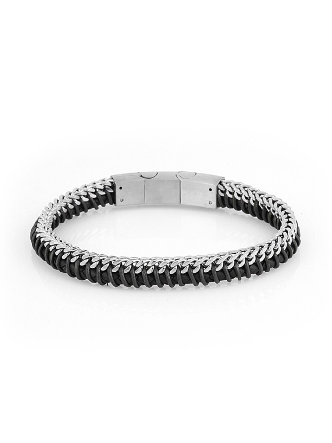 

SANTA BARBARA POLO & RACQUET CLUB Men Silver Plated Stainless Steel Wraparound Bracelet